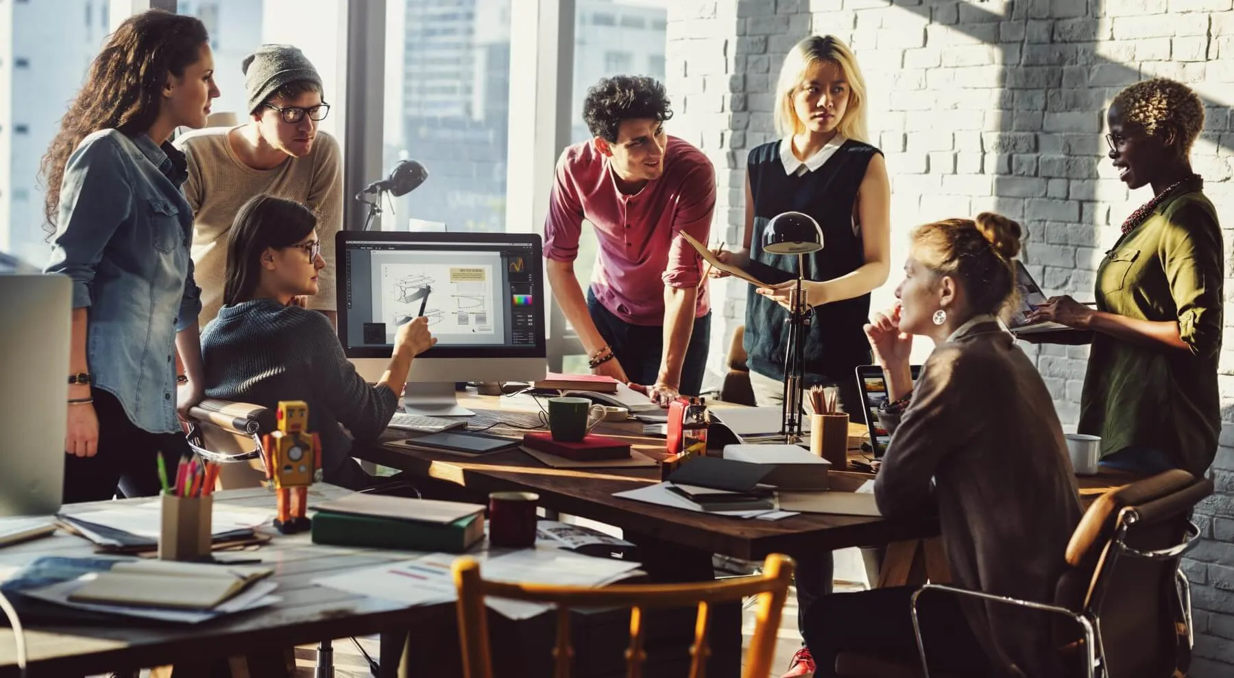 Team collaborating on a project planning platform